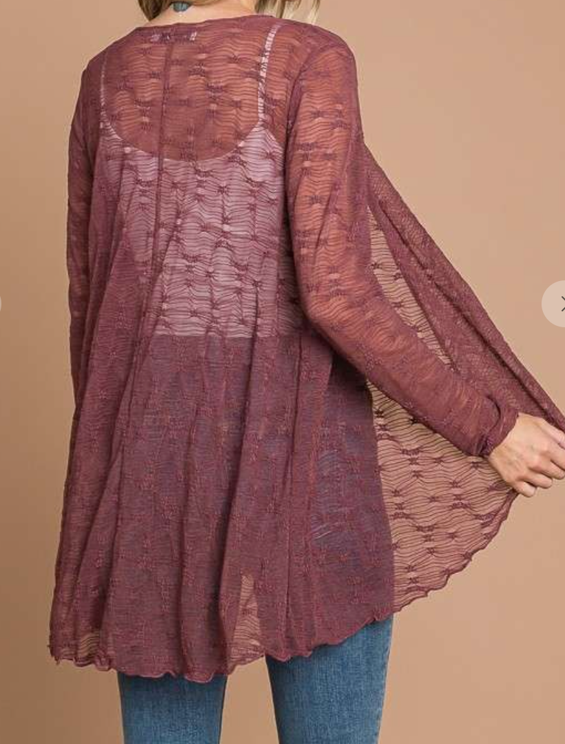 PS Hi~Low Drape Cardi BERRY