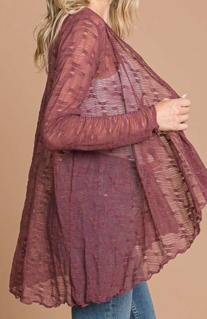 PS Hi~Low Drape Cardi BERRY