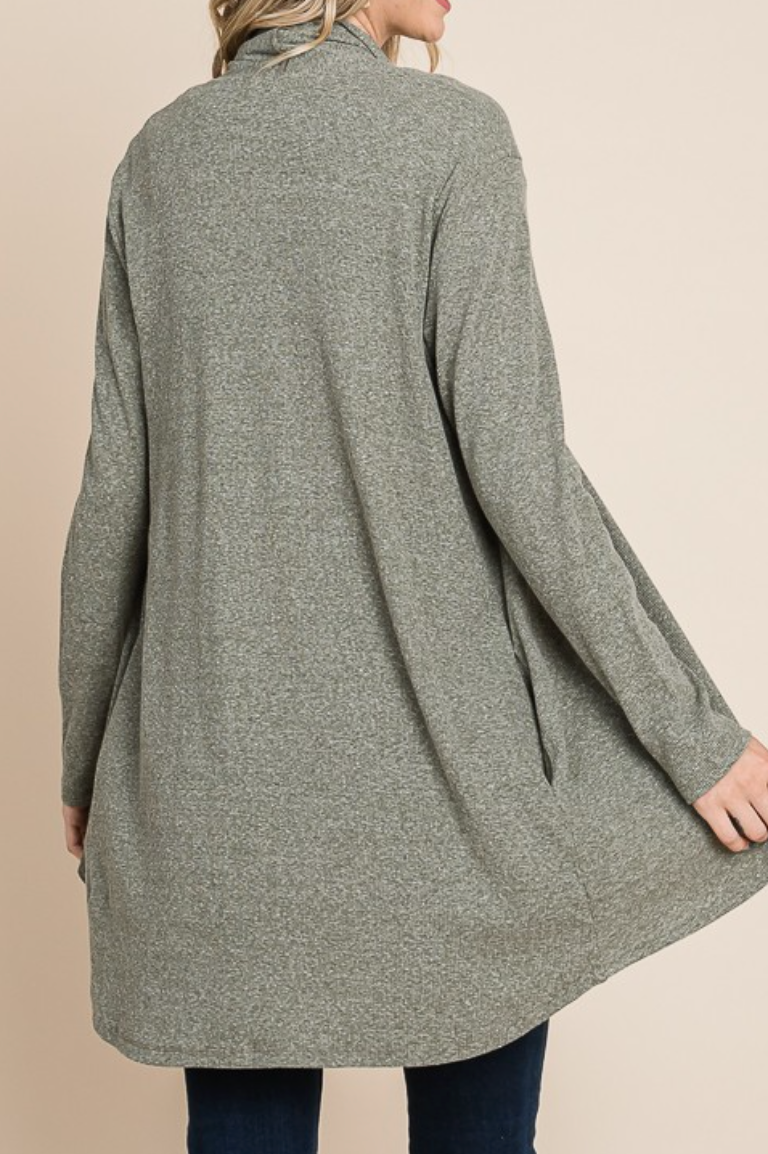 Pocketed Shawl Cardi OLIVE