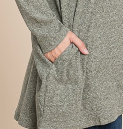 Pocketed Shawl Cardi OLIVE