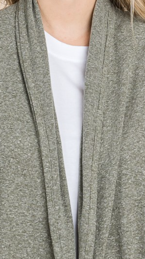 Pocketed Shawl Cardi OLIVE