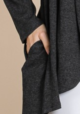 Pocketed Shawl Cardi CHARCOAL