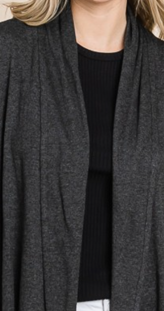 Pocketed Shawl Cardi CHARCOAL