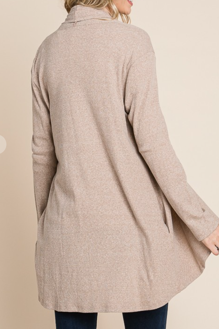 Pocketed Shawl Cardi TAUPE