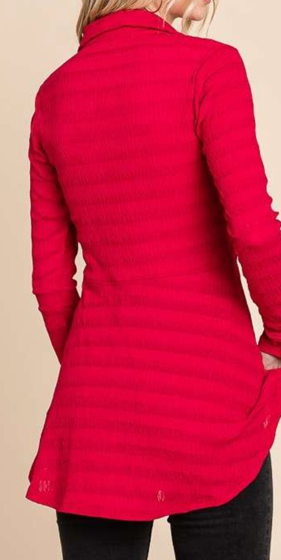 Ruching Flared Hi~Low RED