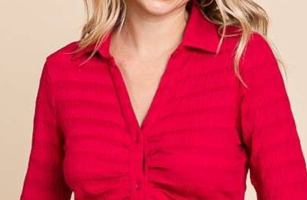 Ruching Flared Hi~Low RED