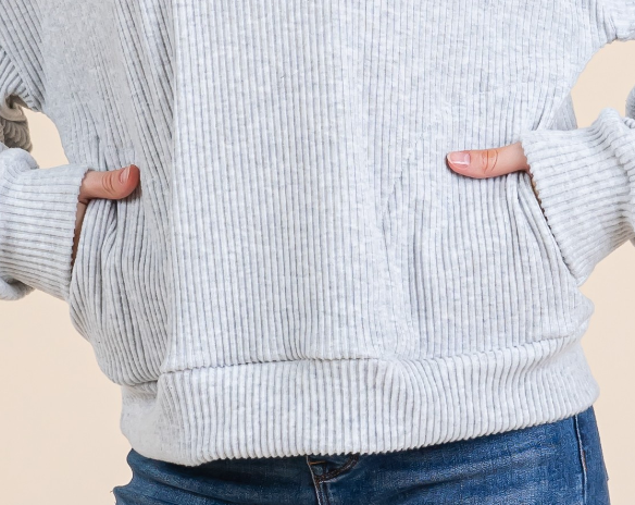 Cozy Ribbed Knit Sweater GRAY