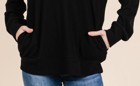 Cozy Ribbed Knit Sweater BLACK