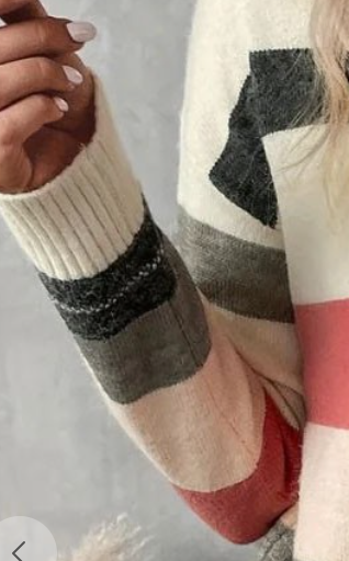 Color Block Stripe Sweater CREAM