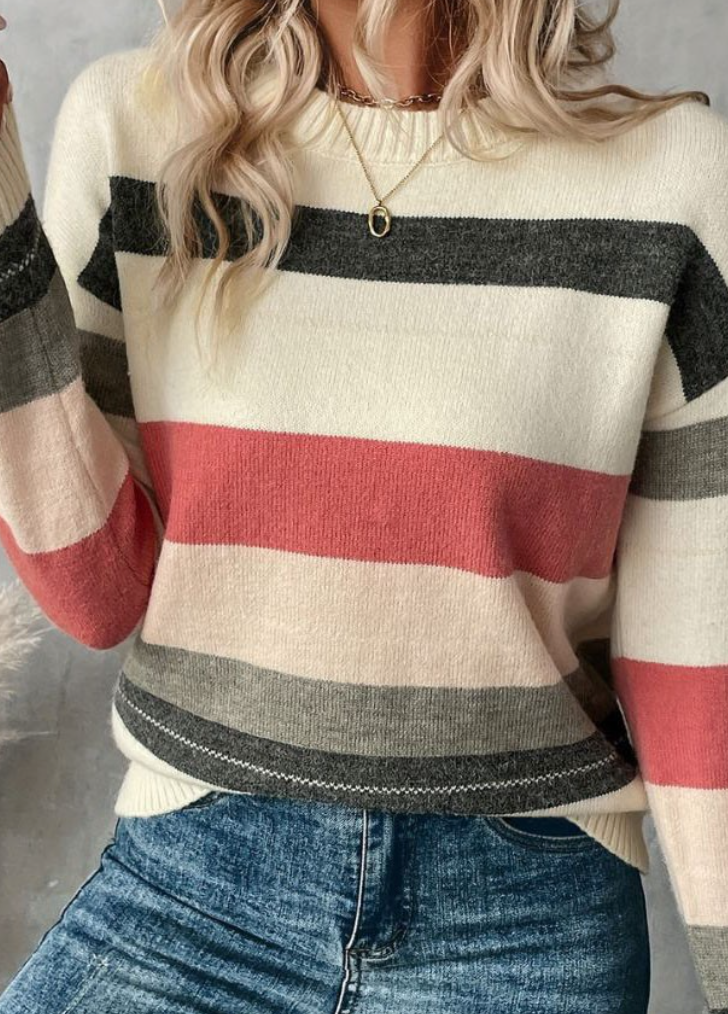 Color Block Stripe Sweater CREAM
