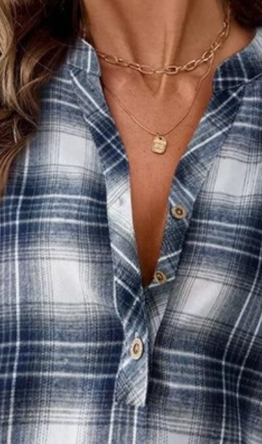 1/4 Button Down Plaid NAVY