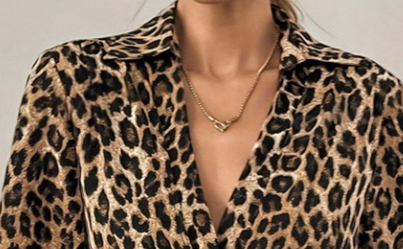 Chic V~Neck Leopard Blouse