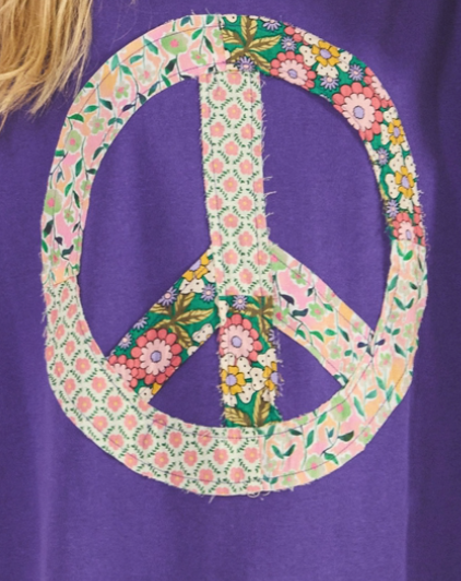 Vintage Floral Peace Sweatshirt PURPLE