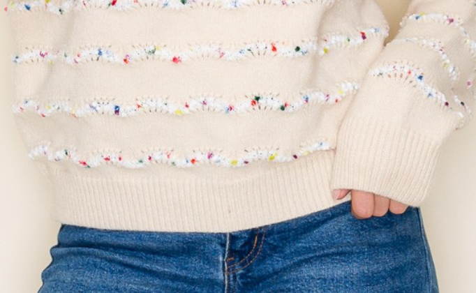 Confetti Popcorn Stripe Sweater OATMEAL