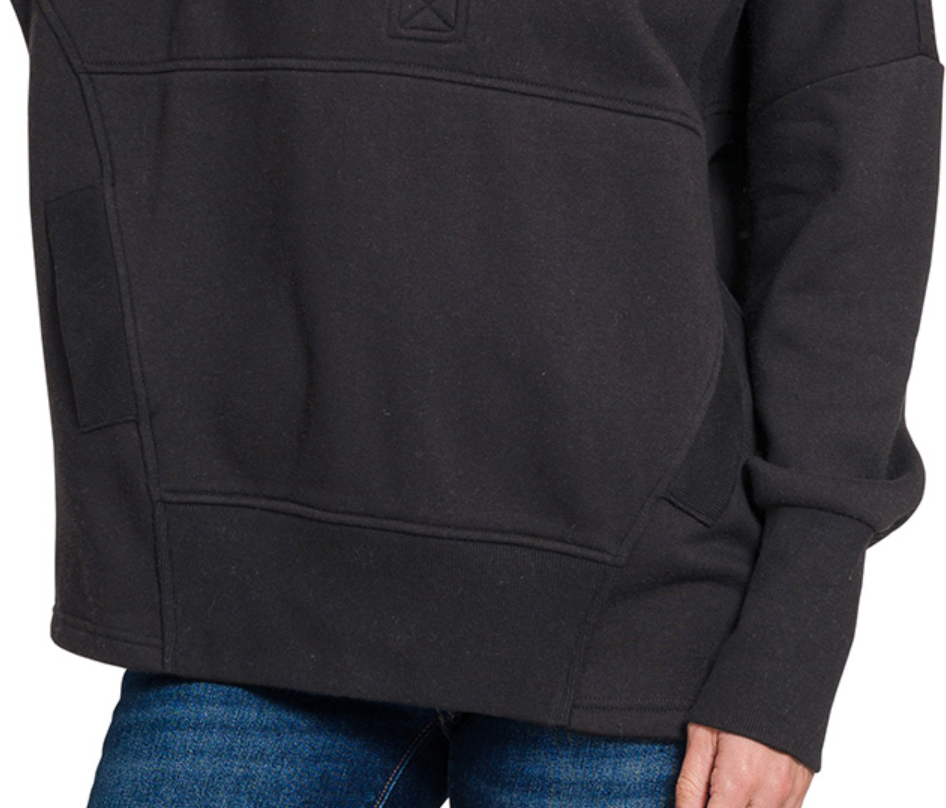 Fleece 1/2 Snap Hooded Sweatshirt BLACK