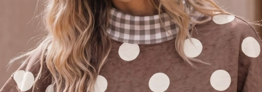 Gingham & Dots Sweatshirt TAUPE