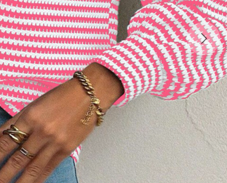 Striped Drop Shoulder Sweater PINK