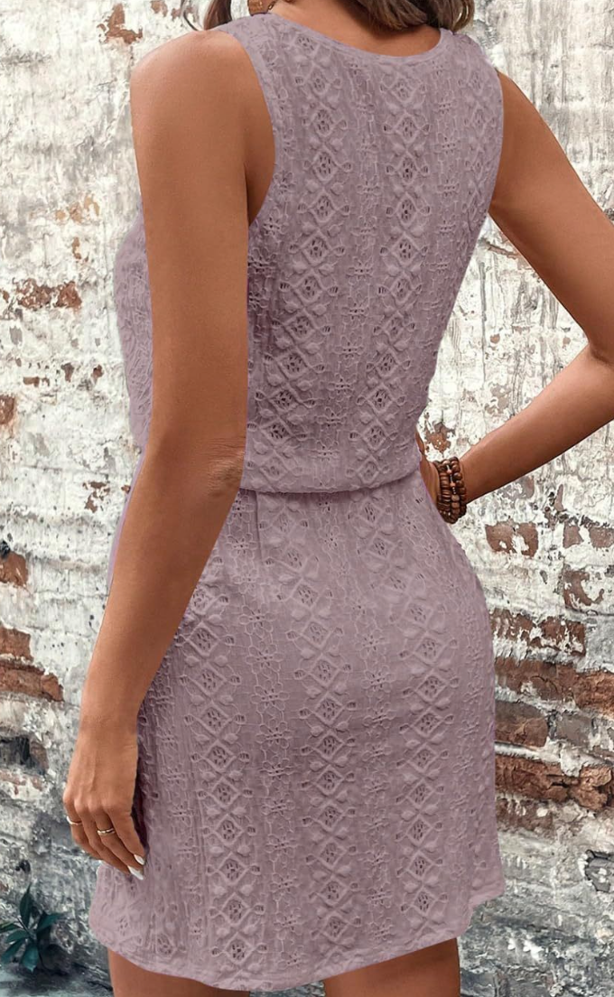 Eyelet Textured Dress PURPLE