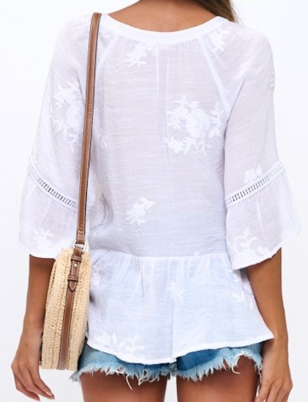 Crochet Trim Peplum WHITE