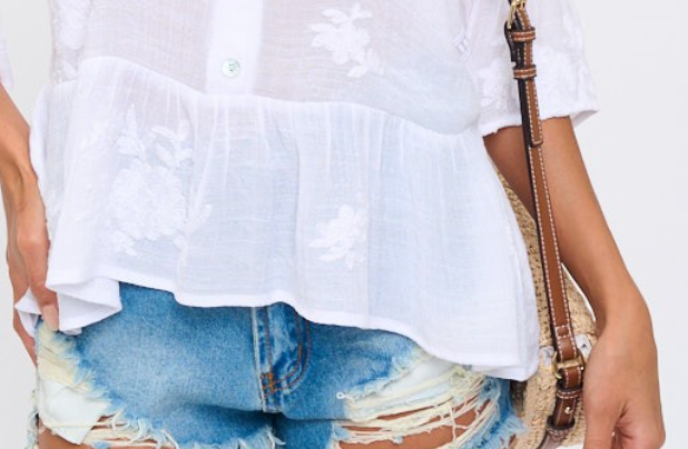 Crochet Trim Peplum WHITE