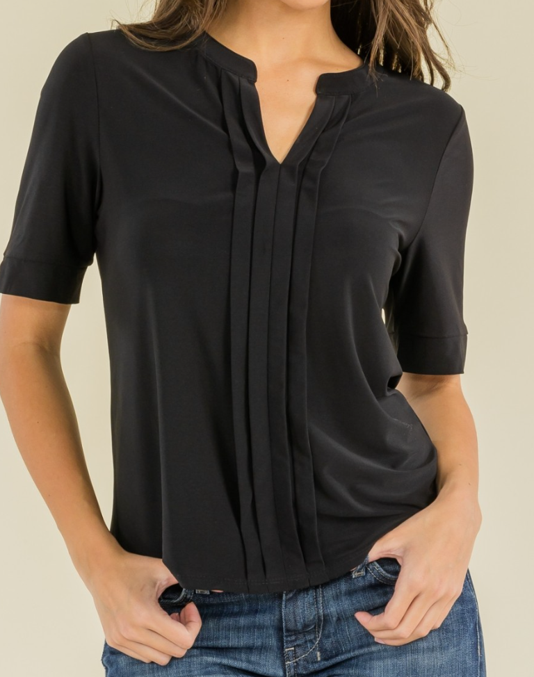 Manderine Pintuck Blouse BLACK