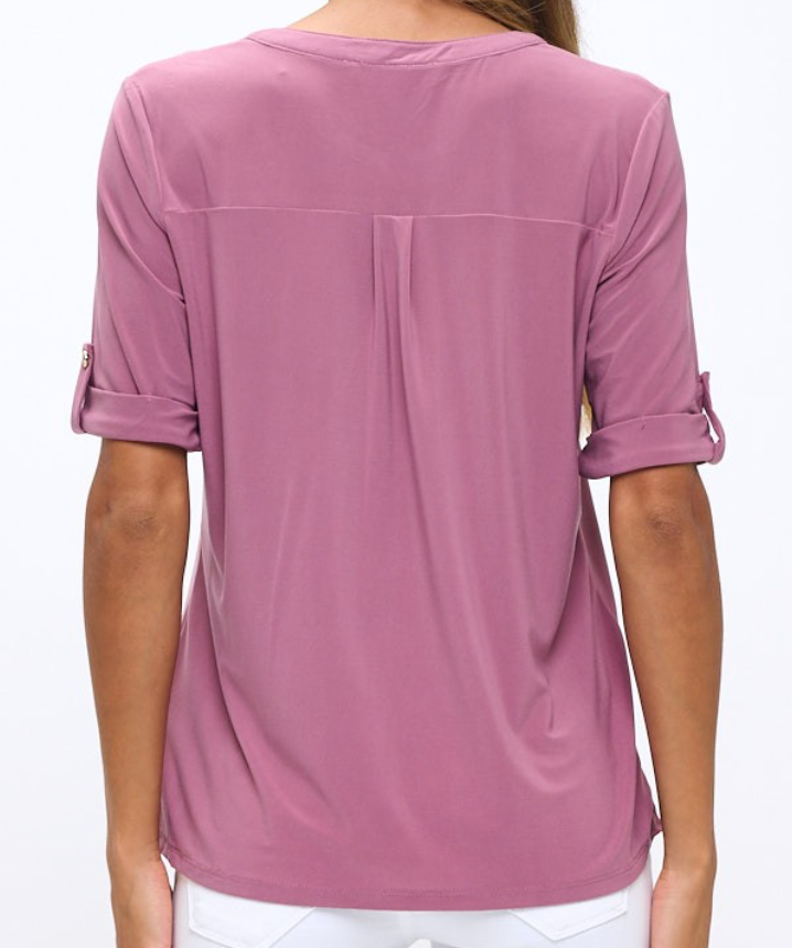 Full Placket Pleat Blouse WISTERIA