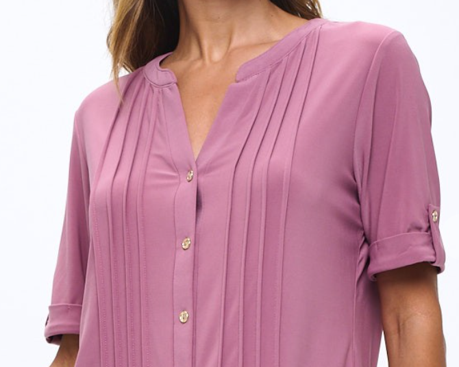 Full Placket Pleat Blouse WISTERIA