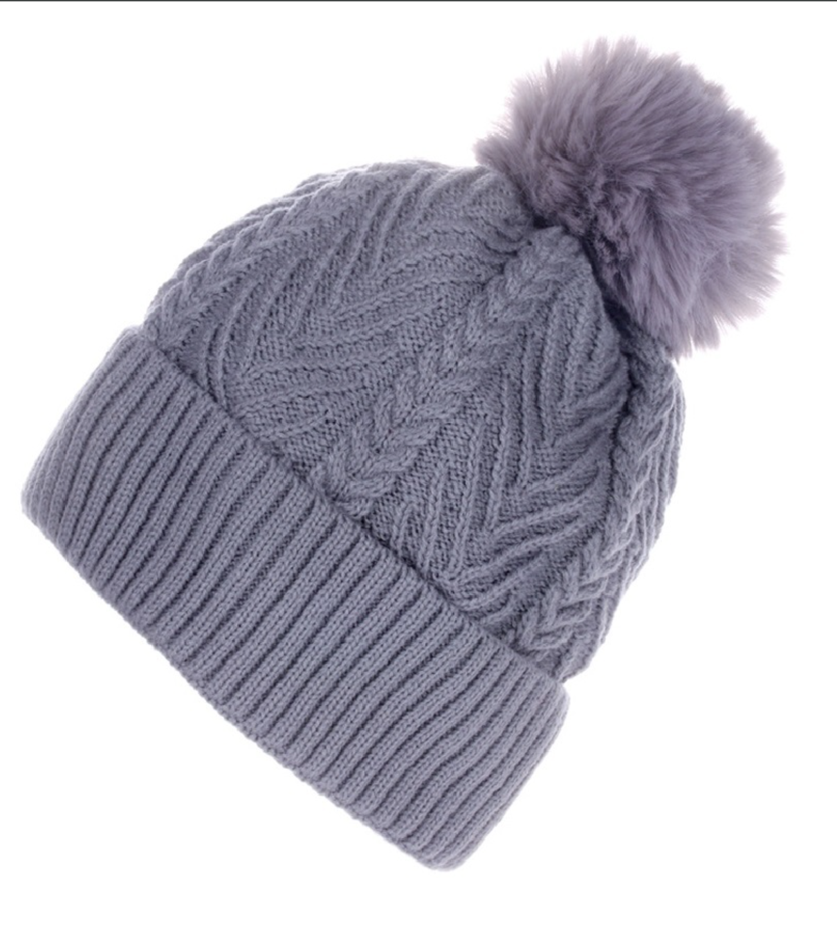 Lined Woven Knitted Pom Beanie