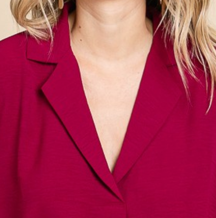 PS Collar & Ruching Blouse WINE