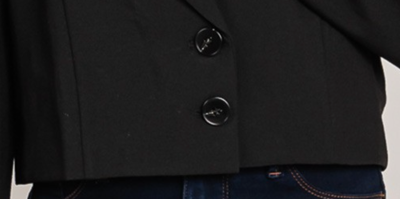 Tencel Blended Cropped Tailored Jacket BLACK