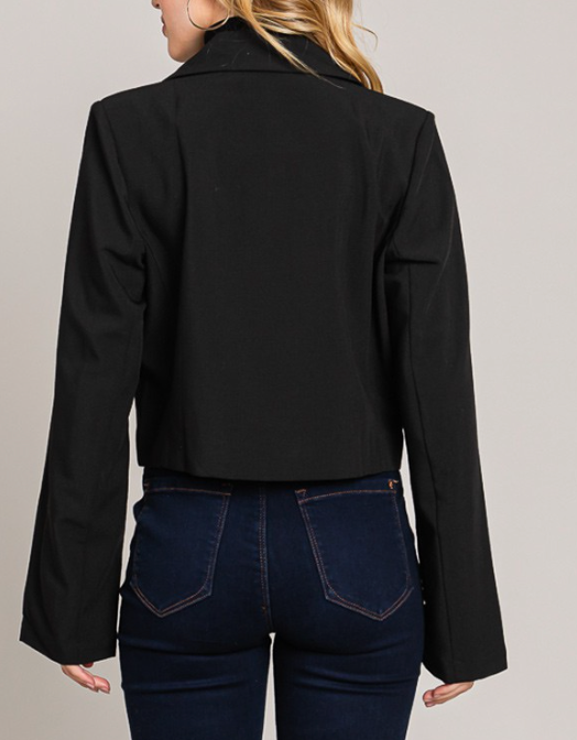 Tencel Blended Cropped Tailored Jacket BLACK