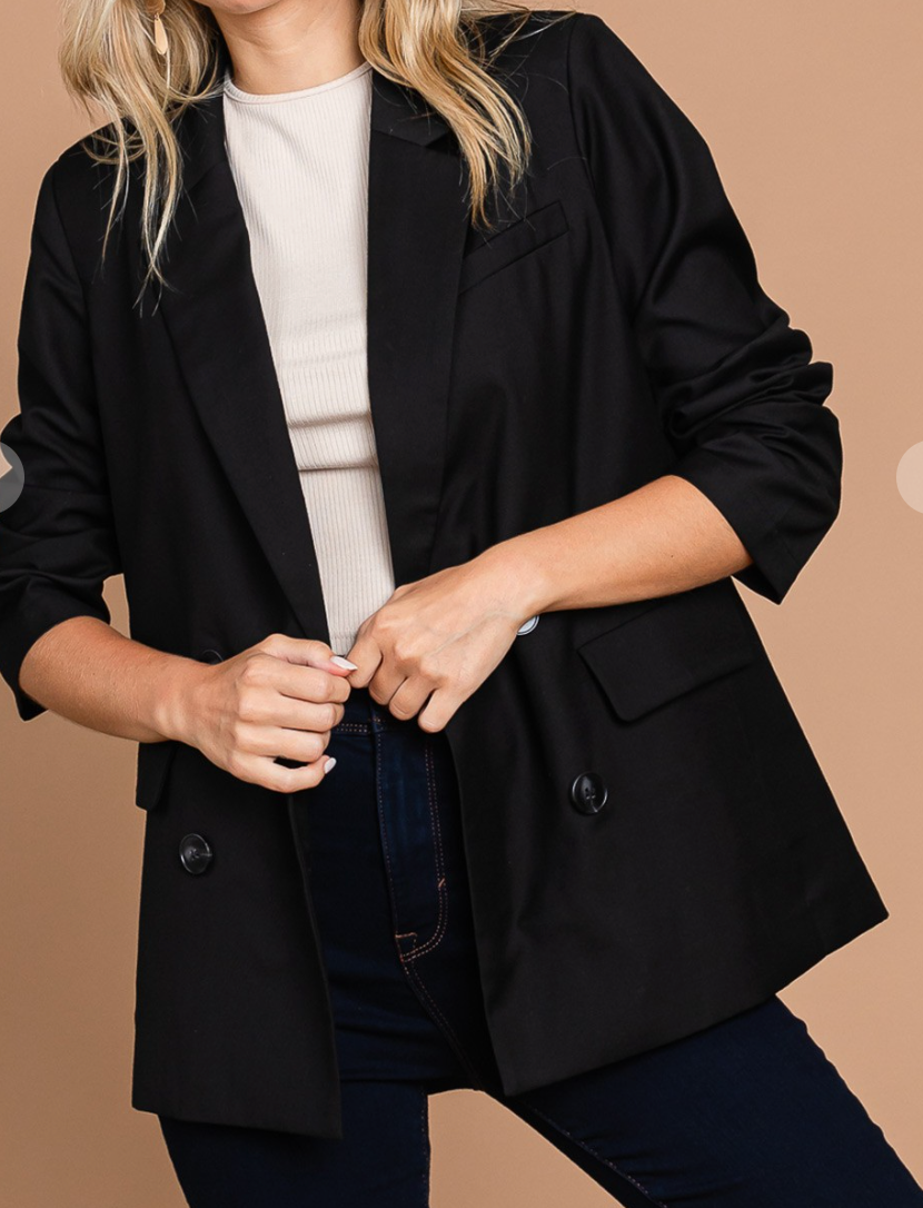 Double Breasted Tailored Jacket BLACK
