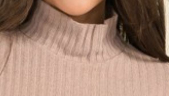 Mock Neck Rib Knit TAUPE