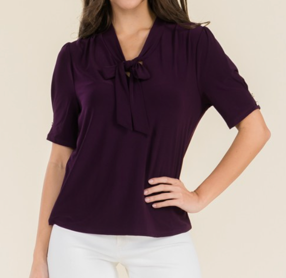 Neck Tying Blouse PLUM