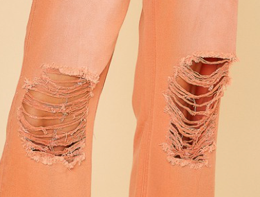 HR Distressed Crop Wide Denim MELON