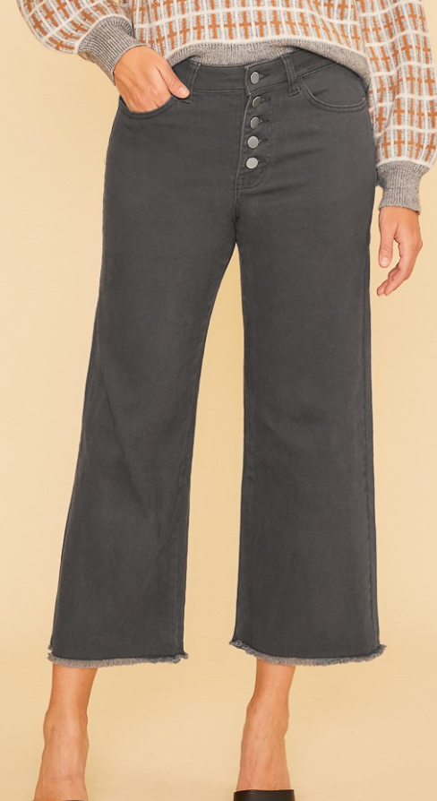 Frayed HR Stretch Crop Denim 26" CHARCOAL