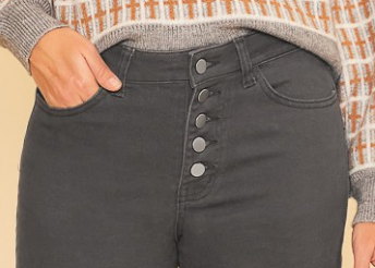Frayed HR Stretch Crop Denim 26" CHARCOAL