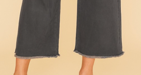 Frayed HR Stretch Crop Denim 26" CHARCOAL