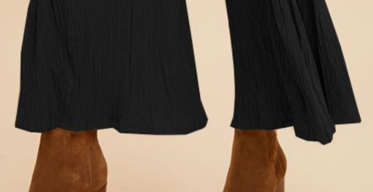 Textured Tiered Wide Leg BLACK