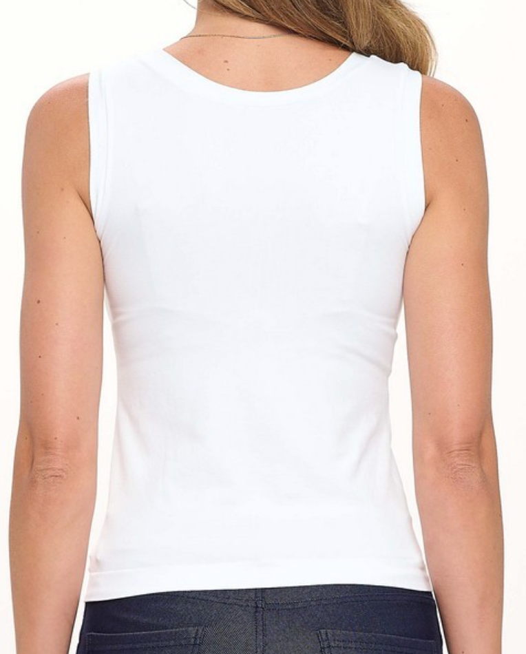 Reverse High-Low Neck Seamless Tank WHITE
