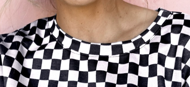 Checkered Top & Drawstring Shorts Set B&W