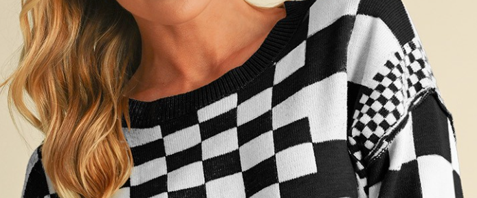 Race Nights Checkered Sweater B&W