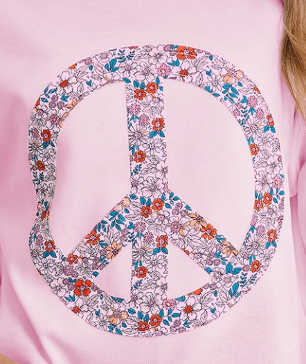 Floral Peace Sign Sweatshirt PINK