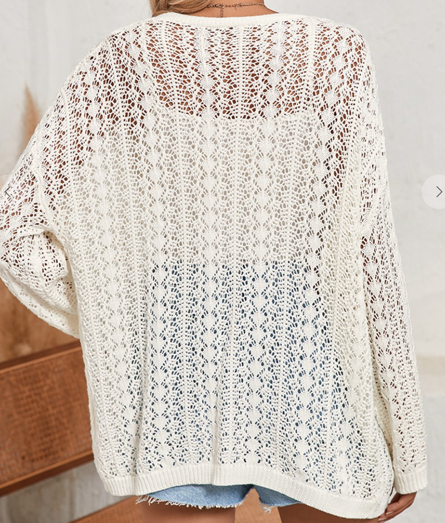 Crochet Knit Cardi WHITE