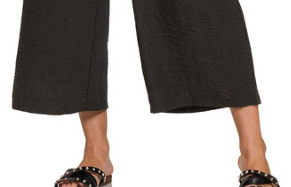 Woven Crepe Crop Pants BLACK