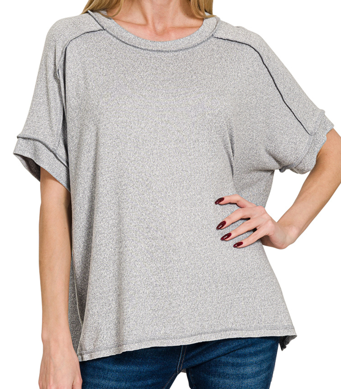 Melange Hi~Low Tee GRAY