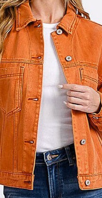 Distressed Denim Jacket RUST