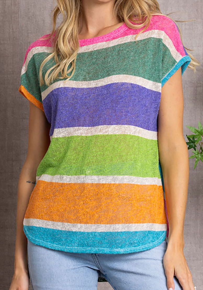 Summer Striped Knit Tunic MULTI
