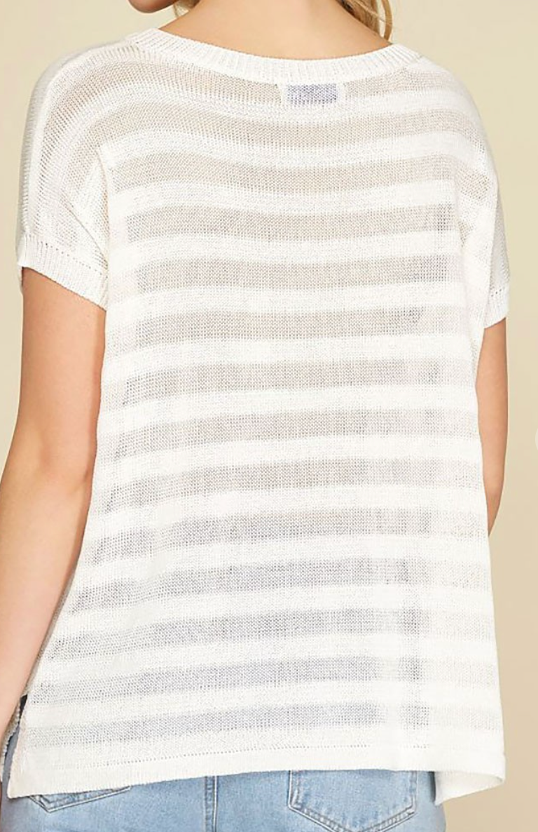 Sheer Cap Sleeve Sweater WHITE
