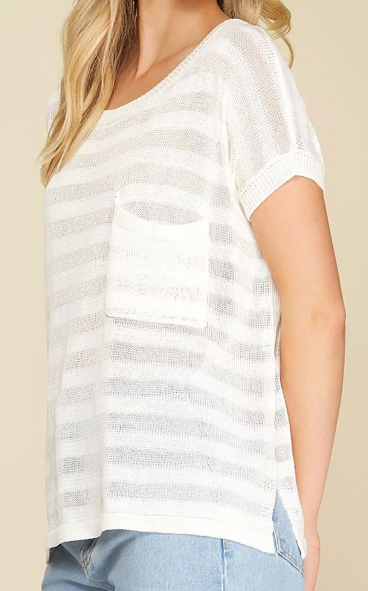 Sheer Cap Sleeve Sweater WHITE